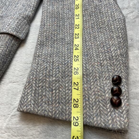 Vtg Pendleton Western Blazer Mens 50 Tall Gray Wool Tweed Suede Elbow Patches - Picture 12 of 16